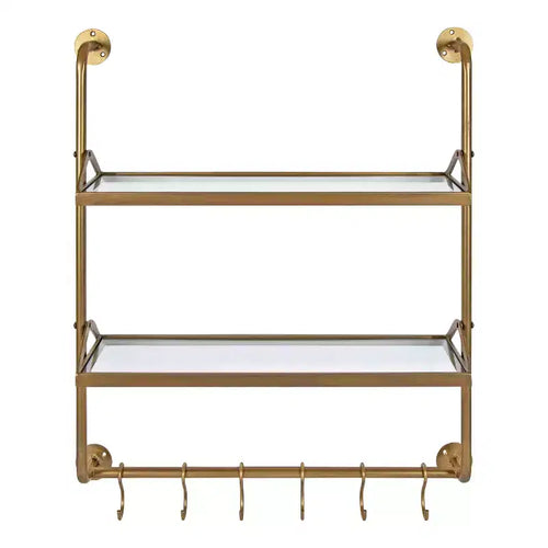 26" x 31" Metal Wall Shelf Gold