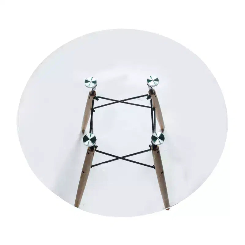 31-Inch Round Bistro Table - Mid-Century Modern Dining Table with Tempered Glass or MDF Wood Top and Natural Wood Eiffel Base