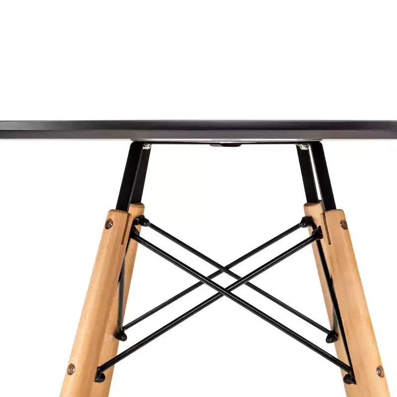 31-Inch Round Bistro Table - Mid-Century Modern Dining Table with Tempered Glass or MDF Wood Top and Natural Wood Eiffel Base