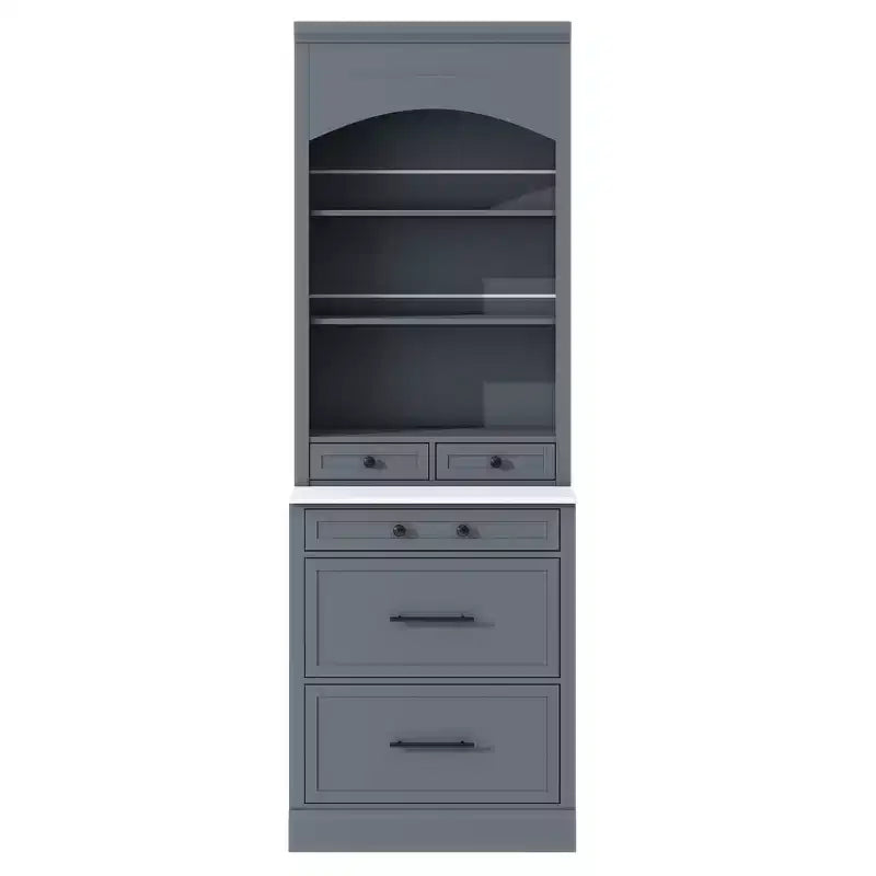 83.7H Kitchen Pantry, Freestanding Kitchen Hutch with Faux Marble Top, Cupboard Cabinet with 5 Drawers and Adjustable Shelf