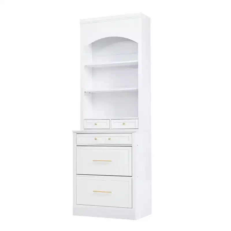 83.7H Kitchen Pantry, Freestanding Kitchen Hutch with Faux Marble Top, Cupboard Cabinet with 5 Drawers and Adjustable Shelf