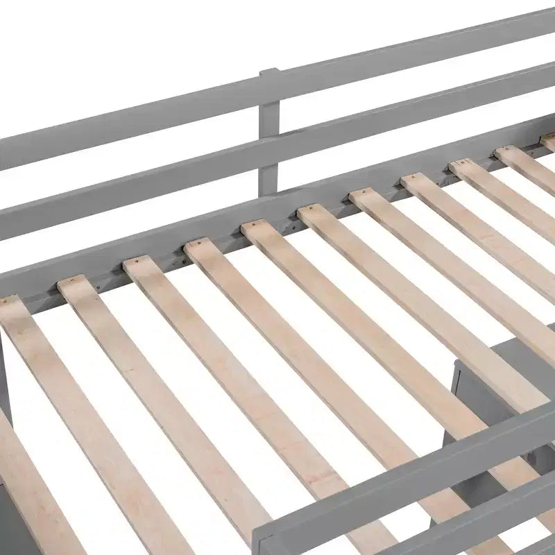 Twin/Full Size Loft Bed with Ladder, Shelves and Desk with Drawers