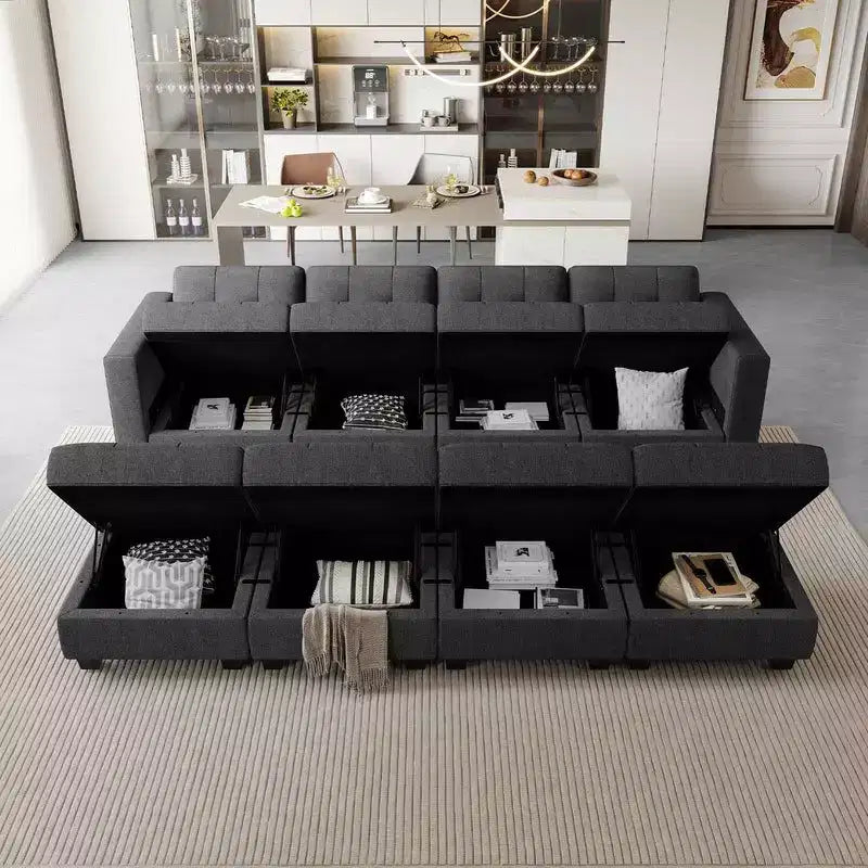 Modular Weave Sleeper Sofa with Storage Seat (8 Seats + 6 Sides)