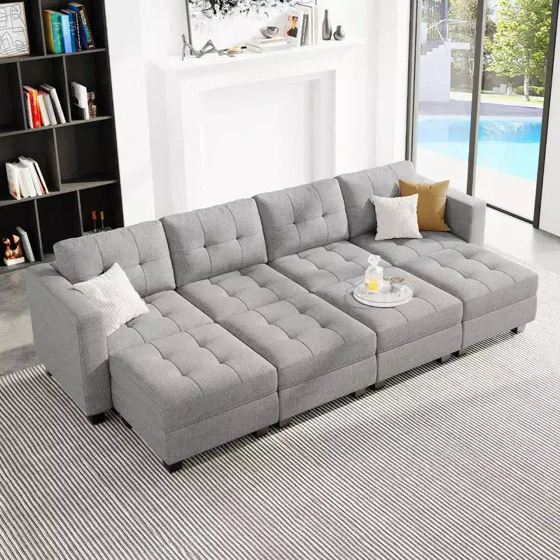 Modular Weave Sleeper Sofa with Storage Seat (8 Seats + 6 Sides)