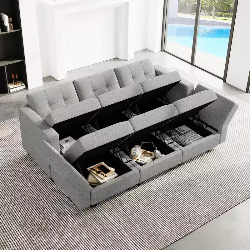 Modular Weave Sleeper Sofa with Storage Seat (6 Seats + 7 Sides)