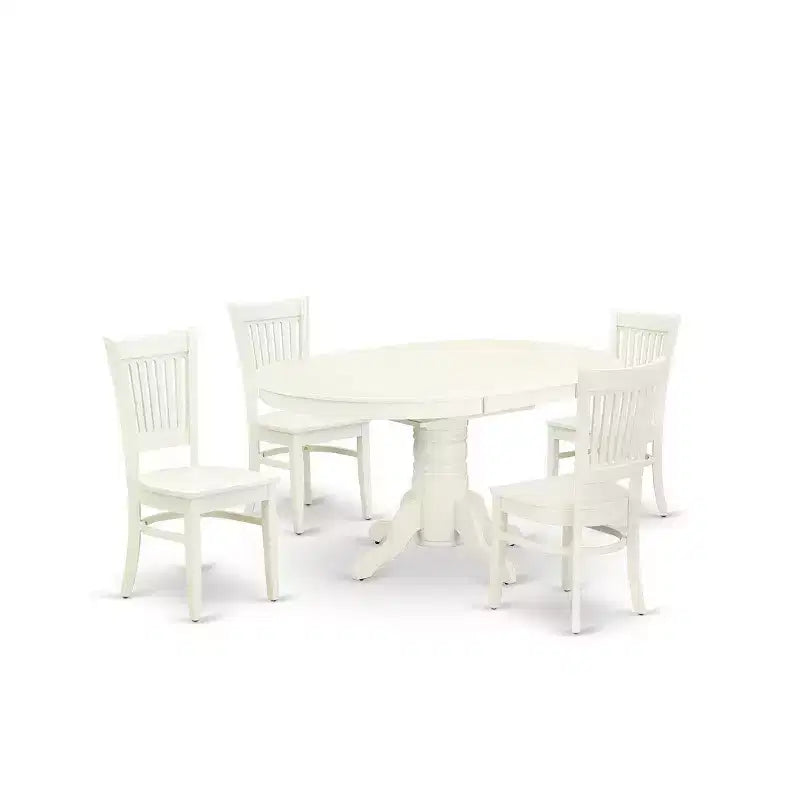Linen White 5 Piece Kitchen Table and Chair Set Modern Style