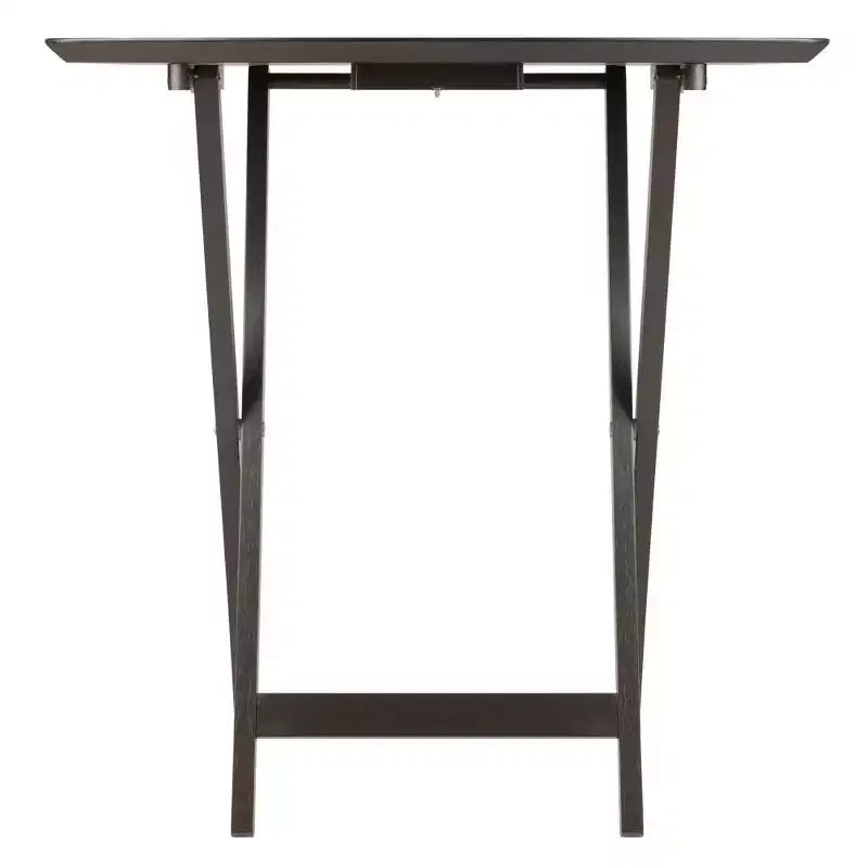 5pc Fan Shape Snack Table Coffee: Solid Wood Folding Tables, Beveled Edges, Storage Rack