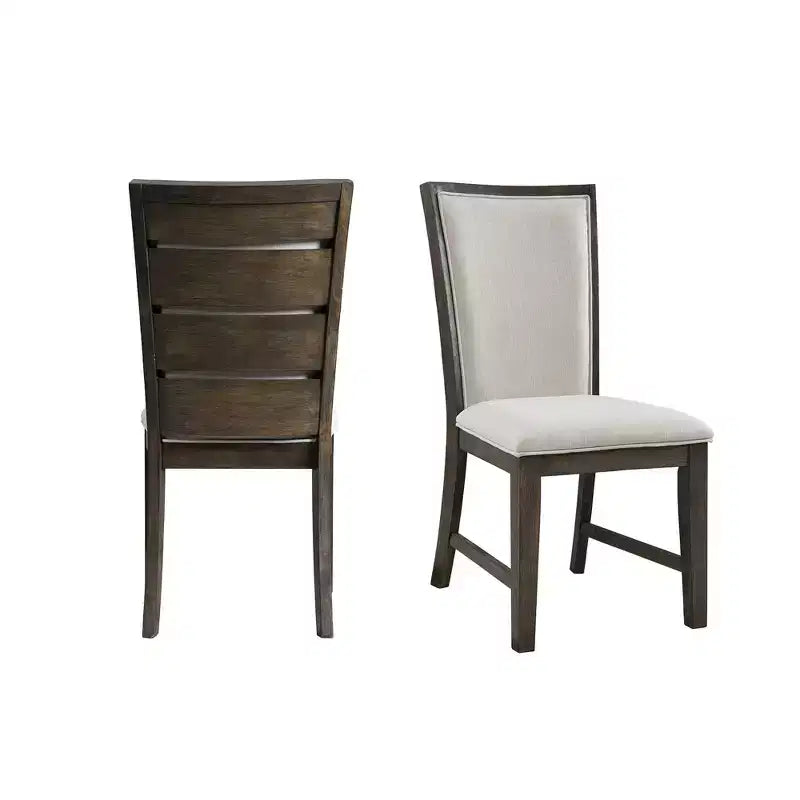 Slat Back Side Chair Set Toasted Walnut: Upholstered, Polyester, Wood Frame, 300lb Capacity