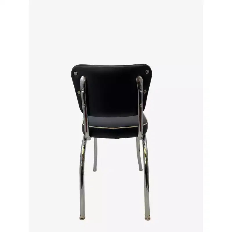Diner Chair with Black: 14 Gauge Steel Frame, Retro Style, Vinyl Upholstery, No Assembly Required