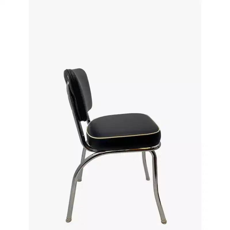 Diner Chair with Black: 14 Gauge Steel Frame, Retro Style, Vinyl Upholstery, No Assembly Required