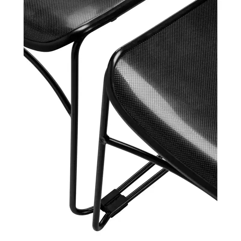 2pk Multi Purpose Ultra Compact Stack Chair Black: Sled Base, Polypropylene, No Assembly Required