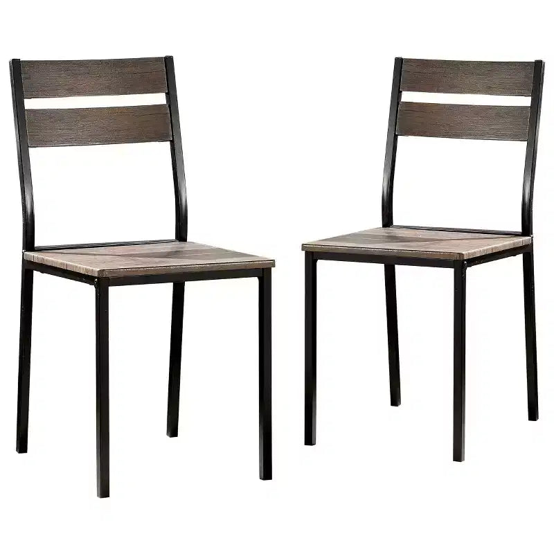 Set of 2 Metal Dining Chair Antique Brown