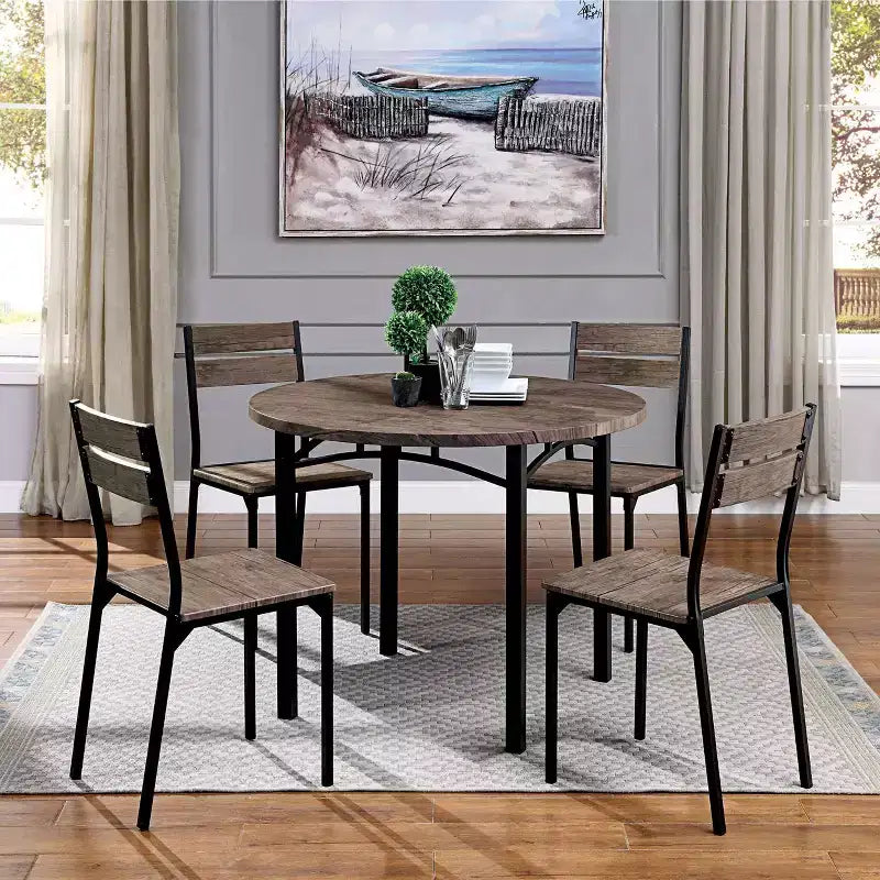 Set of 2 Metal Dining Chair Antique Brown