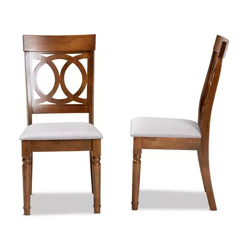 2pc Fabric and Wood Dining Chairs Set Gray/Walnut: Polyester, Spot Clean, Armless