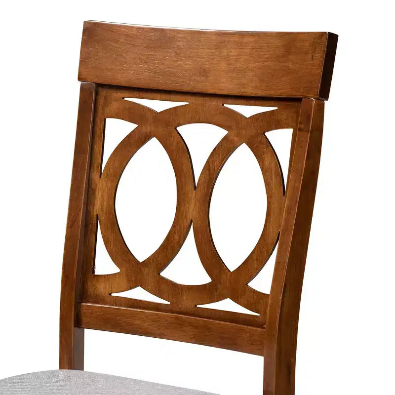 2pc Fabric and Wood Dining Chairs Set Gray/Walnut: Polyester, Spot Clean, Armless