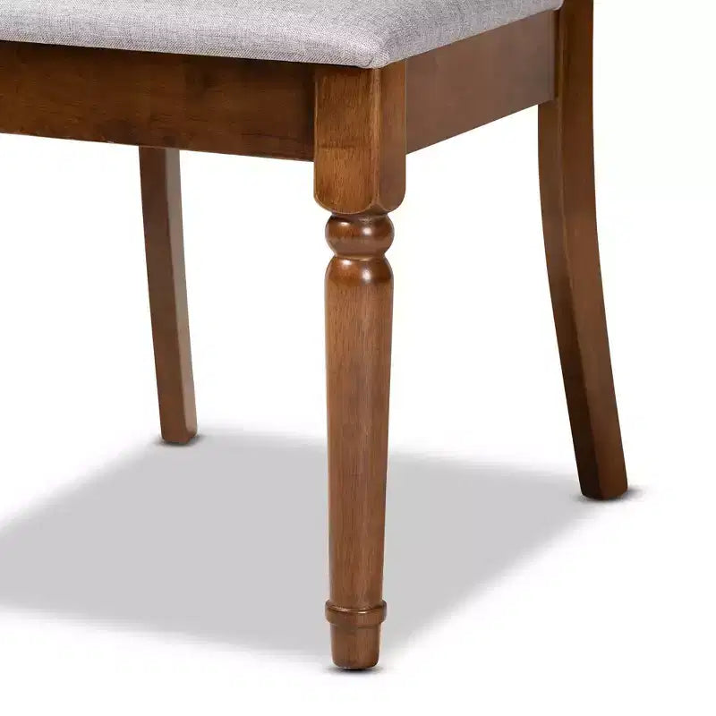 2pc Fabric and Wood Dining Chairs Set Gray/Walnut: Polyester, Spot Clean, Armless