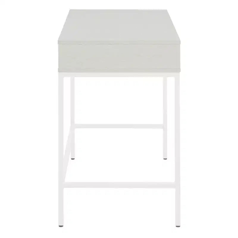 40" Desk with Drawer and Shelf White Oak: Sturdy Steel Frame, MDF Surface