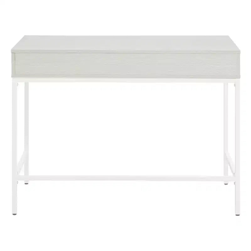 40" Desk with Drawer and Shelf White Oak: Sturdy Steel Frame, MDF Surface