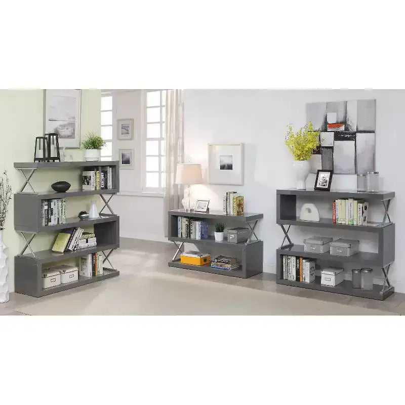 54.38" 5-Tier Open Bookcase Gray