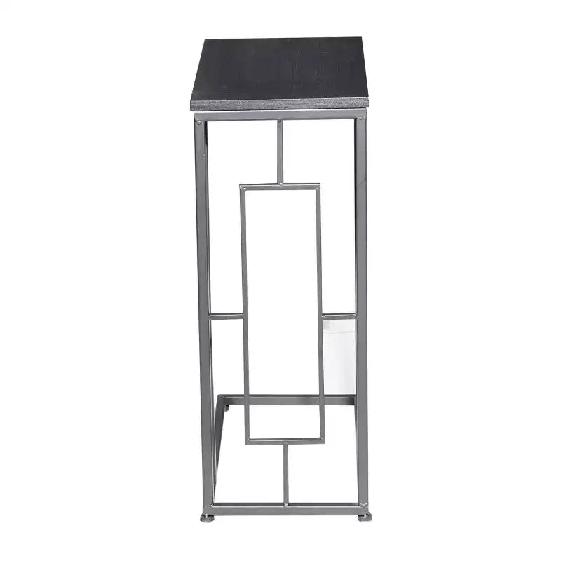 Contemporary Iron and Wood Accent Table Dark Gray