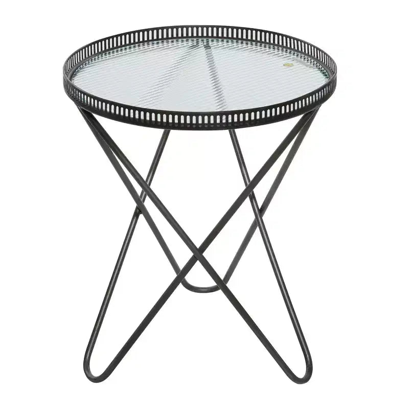 Set of 2 Industrial Metal Accent Tables Gray