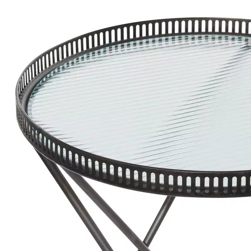 Set of 2 Industrial Metal Accent Tables Gray