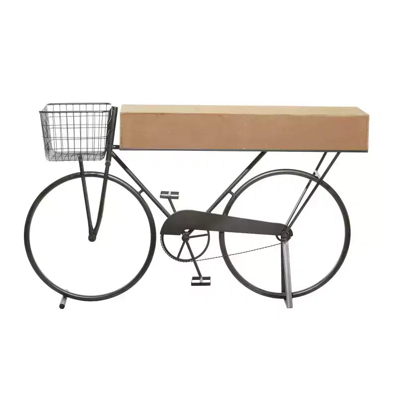 & May Farmhouse Metal Console Table Red: Iron Frame, MDF Top, No Assembly Required