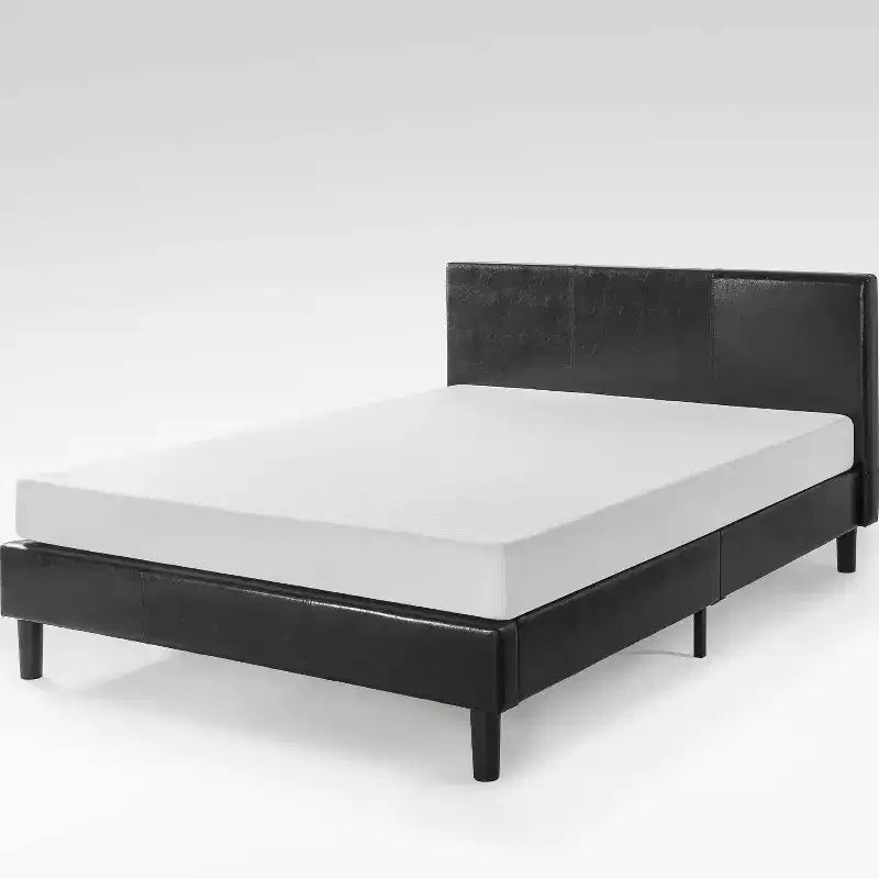 Faux Leather Upholstered Platform Bed Frame Black