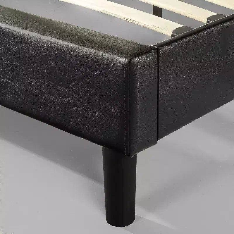 Faux Leather Upholstered Platform Bed Frame Black