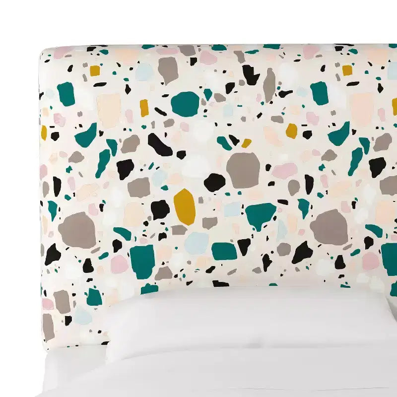 Upholstered Headboard Terrazzo Emerald Ochre