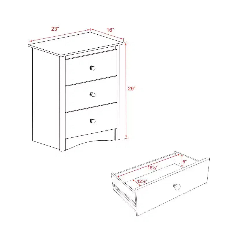 3 Drawer Tall Nightstand Drifted
