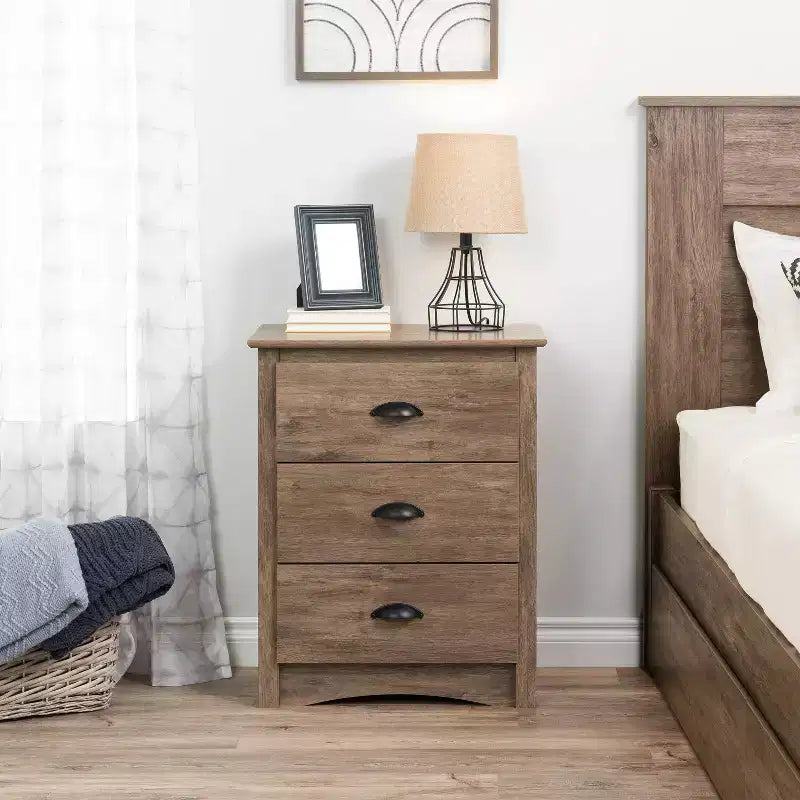 3 Drawer Tall Nightstand Drifted
