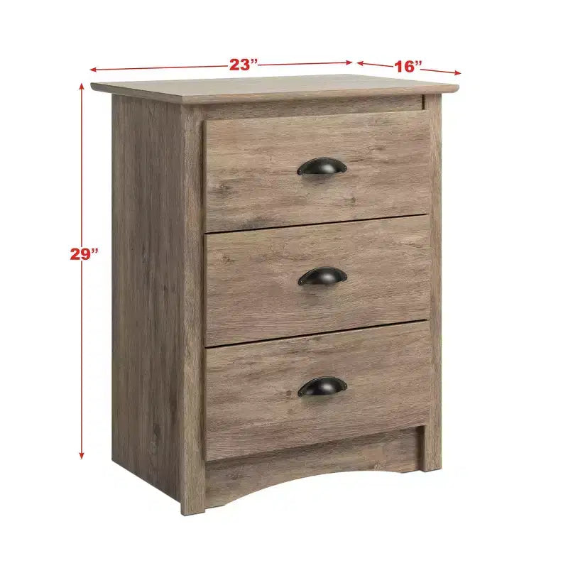 3 Drawer Tall Nightstand Drifted