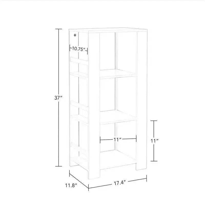 Kids' Bookshelf and Toy Organizer Tower with 3 Cubbies and 6 Bookracks White with 2 Fabric Bins