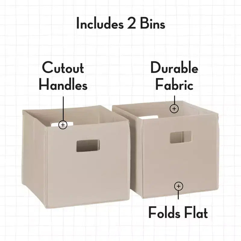 Kids' Bookshelf and Toy Organizer Tower with 3 Cubbies and 6 Bookracks White with 2 Fabric Bins