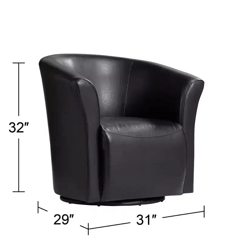 31 Wide Rivera Black Swivel Accent Club Chair