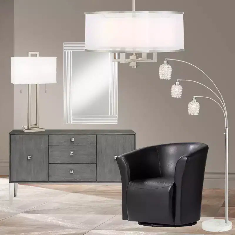 31 Wide Rivera Black Swivel Accent Club Chair
