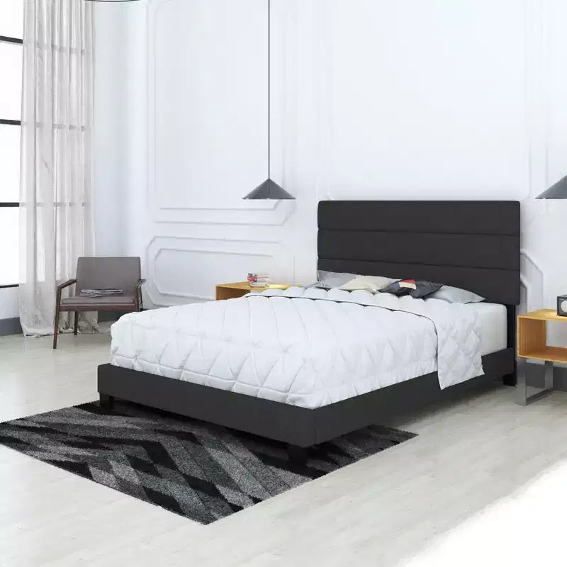 Linen Channel Upholstered Platform Bed