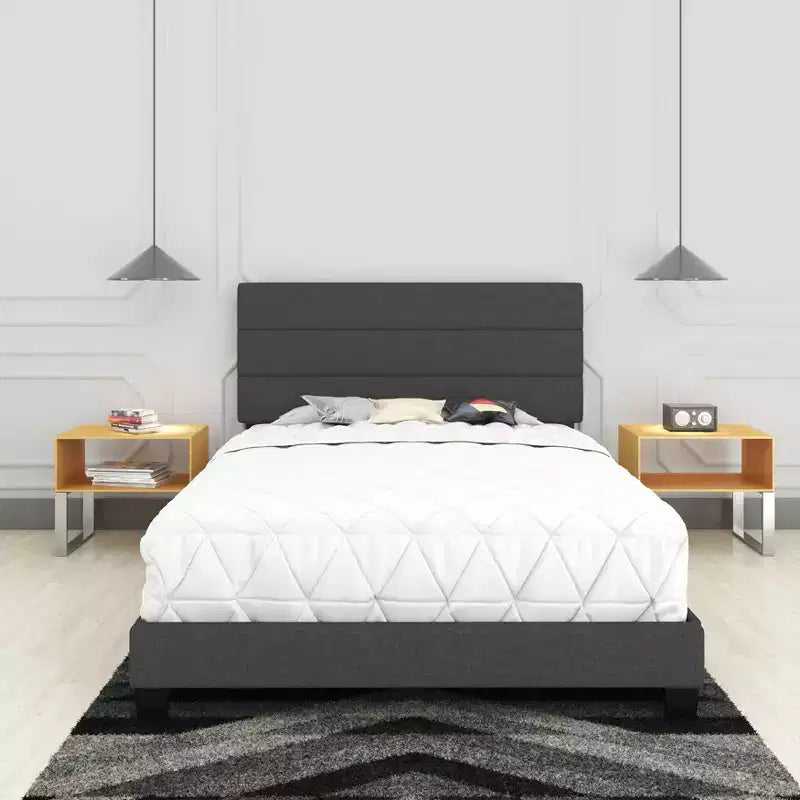 Linen Channel Upholstered Platform Bed