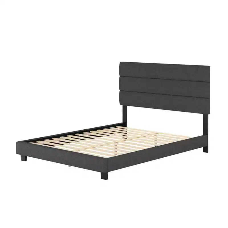 Linen Channel Upholstered Platform Bed