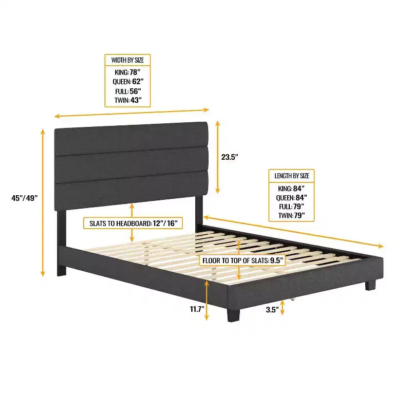 Linen Channel Upholstered Platform Bed