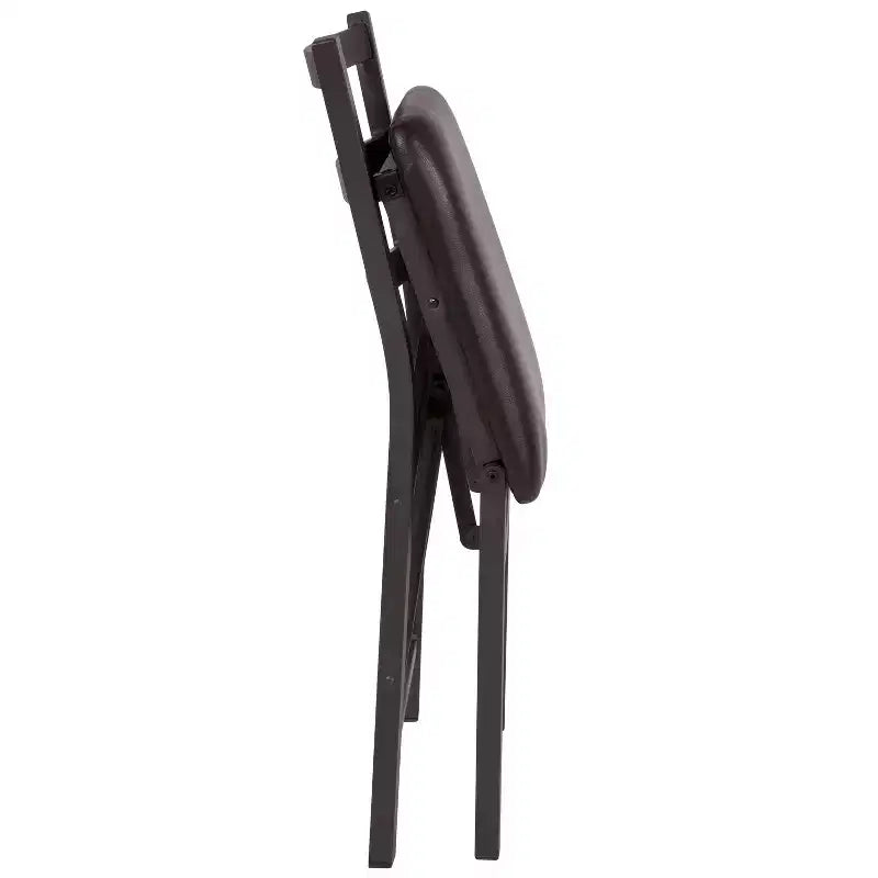 2 Pack Series Brown Folding Ladder Back Metal Chair with Brown Vinyl Seat