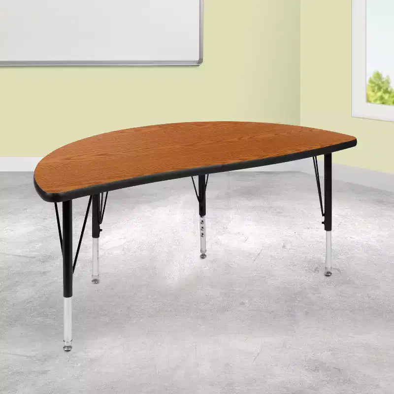 47.5 Half Circle Wave Flexible Collaborative Thermal Laminate Activity Table - Height Adjustable Short Legs