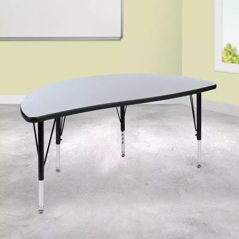 47.5 Half Circle Wave Flexible Collaborative Thermal Laminate Activity Table - Height Adjustable Short Legs