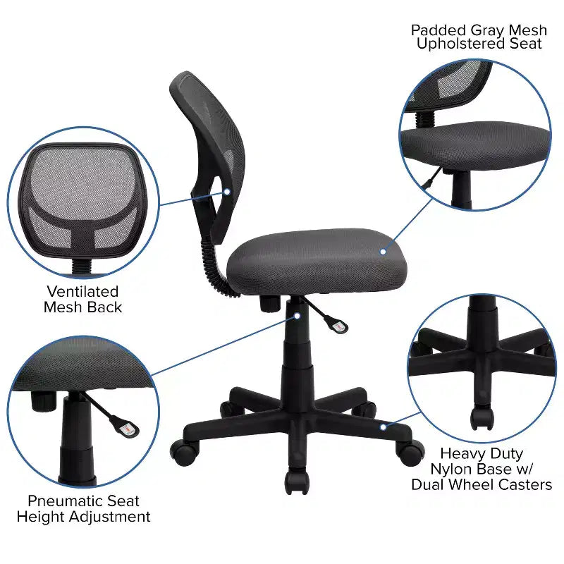 Mid-Back Mesh Swivel Task Office Chair with Curved Square Back