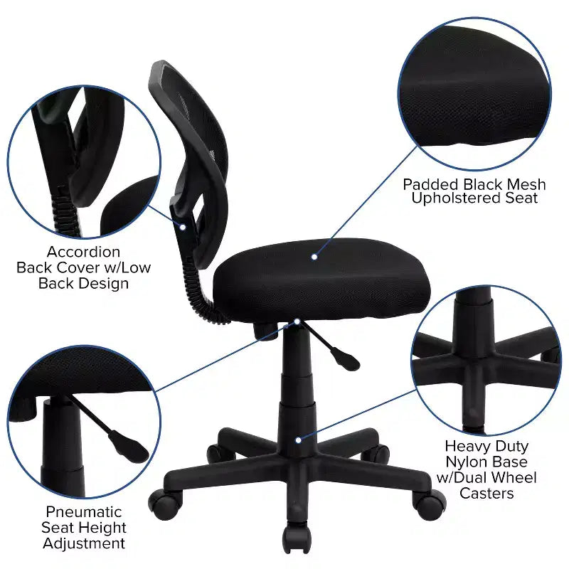 Mid-Back Mesh Swivel Task Office Chair with Curved Square Back