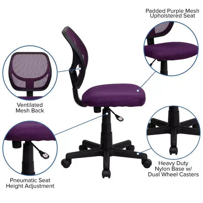 Mid-Back Mesh Swivel Task Office Chair with Curved Square Back