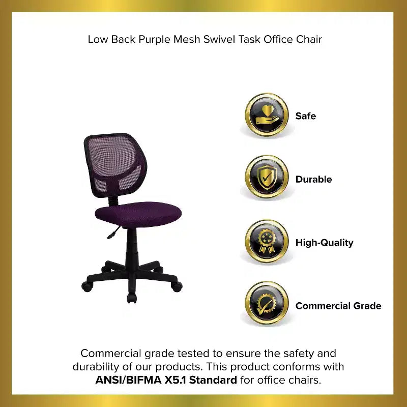 Mid-Back Mesh Swivel Task Office Chair with Curved Square Back