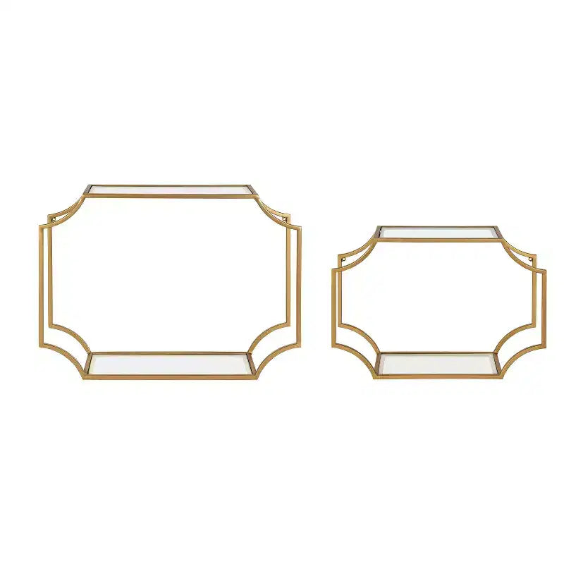 2pc Modern Glam Metal Wall Shelf Set