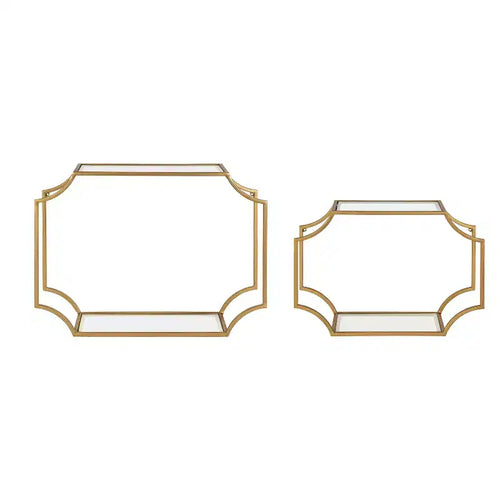 2pc Modern Glam Metal Wall Shelf Set